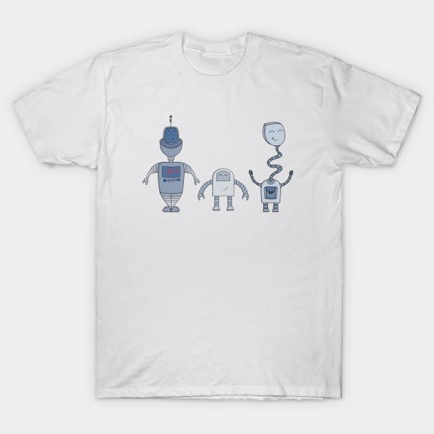 Three Adorable Robots T-Shirt by DiegoCarvalho